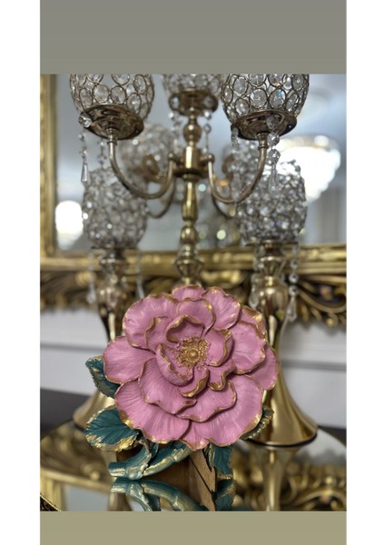 Duvar Süsü , Modern Şakayık ve Gül Duvar Dekoru 2 Li Set (25 Cm)