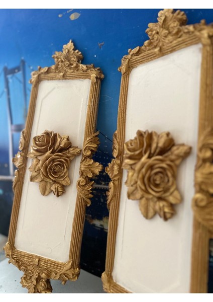 Gül Detaylı Duvar Tablosu 2li Set 46CM modelleri