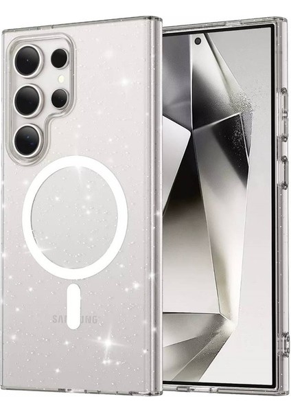 Samsung Galaxy S23 Ultra Kılıf Simli Manyetik Şarj Ivy Pc Kapak