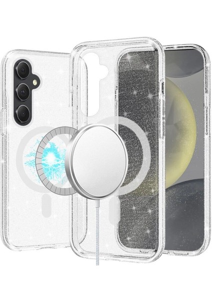 Samsung Galaxy S25 Kılıf Simli Manyetik Şarj Ivy Pc Kapak