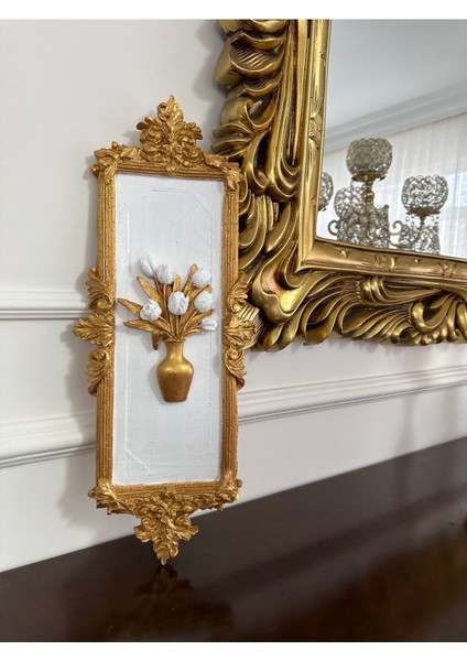 Çiçekli Büyük Tablo El Yapımı ( 46CM )