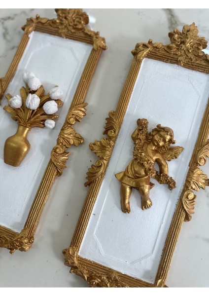 Melek ve Çiçekli Tablo 2 Li Set (46CM) modelleri