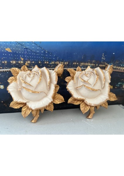 Gül Duvar Çiçek Dekoratif 25CM 2li Set
