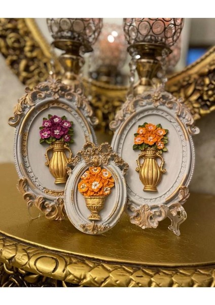 Duvar Tablosu , Masa Dekoratif Süsü 3 Lü Set( Gri Gold fiyatları