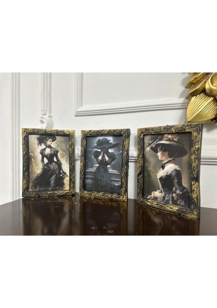 Vintage Tarzı El Yapımı Dekopaj 3lü Tablo 20CM