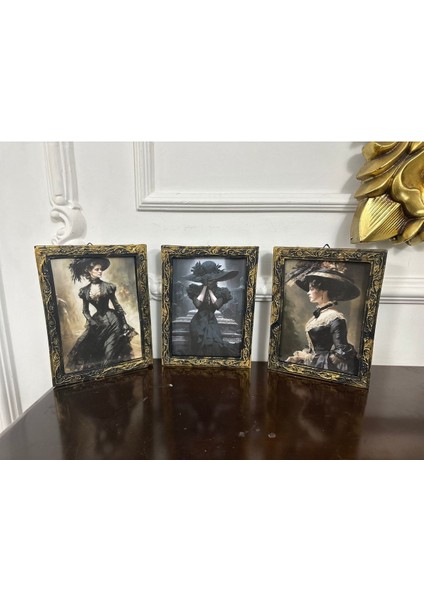 Vintage Tarzı El Yapımı Dekopaj 3lü Tablo 20CM fırsatları