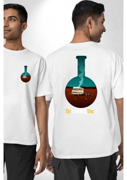 Breaking Bad Kimya Flask Beyaz Oversize Kadın Erkek Ön ve Sırt Baskılı Tişört fırsatları