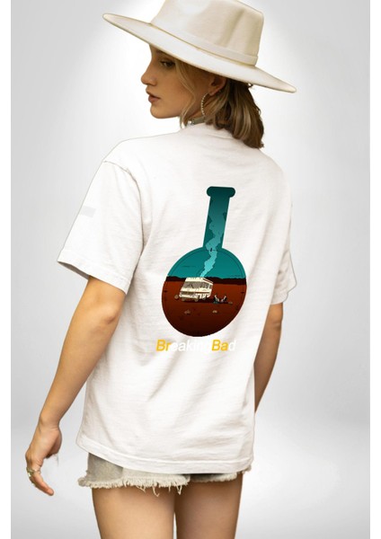 Breaking Bad Kimya Flask Beyaz Oversize Kadın Erkek Ön ve Sırt Baskılı Tişört indirimleri