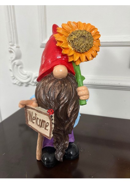 Welcome Cüce Çiçekli Bahçe Balkon Cüce Biblo 30X15CM