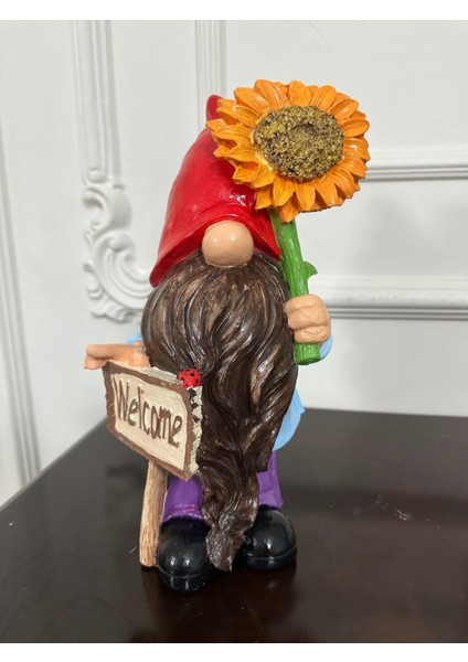 Welcome Cüce Çiçekli Bahçe Balkon Cüce Biblo 30X15CM modelleri