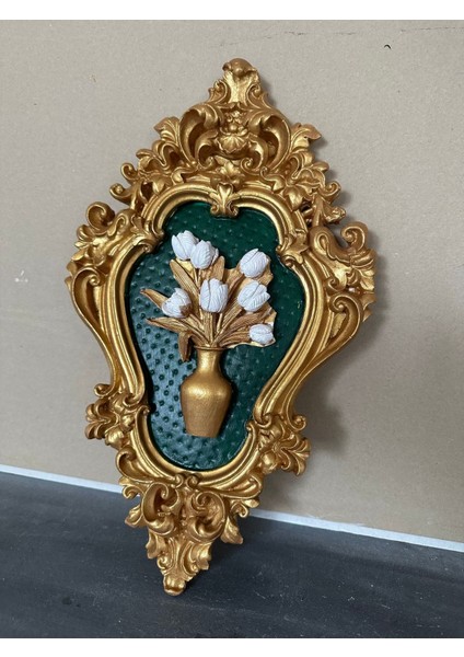 Çiçekli Duvar Tablosu 42CM Zümrüt Yeşili Dekoratif Duvar Süsü fırsatları