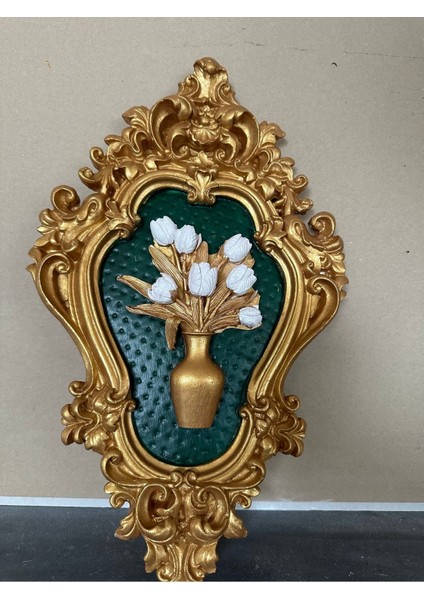 Çiçekli Duvar Tablosu 42CM Zümrüt Yeşili Dekoratif Duvar Süsü indirimleri