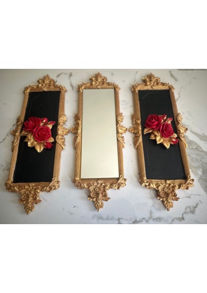 Kırmızı Gül Detaylı Tablo 3 Lü Set fiyatları