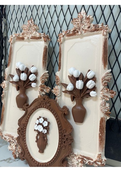 Çiçekli Çerçeveli Tablo 3 Lü Set fiyatları