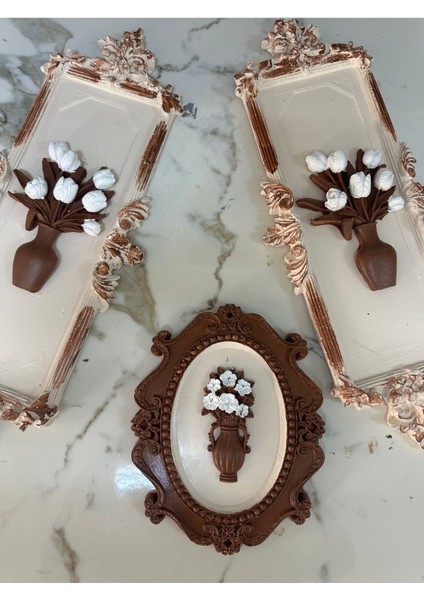 Çiçekli Çerçeveli Tablo 3 Lü Set modelleri