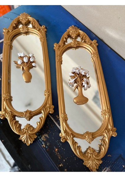 El Yapımı Dekoratif Aynalı Duvar Tablo 70CM 2li
