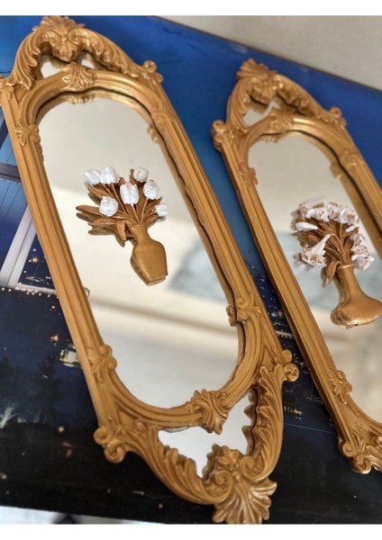 El Yapımı Dekoratif Aynalı Duvar Tablo 70CM 2li modelleri