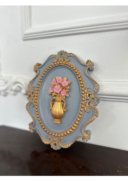 Gri Çiçekli Tablo 22CM