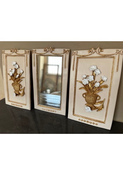 Dekoratif 3 Lü Duvar Tablosu Büyük( 50X33CM ) El Yapımı Dekoratif Seramik Duvar Tablosu modelleri