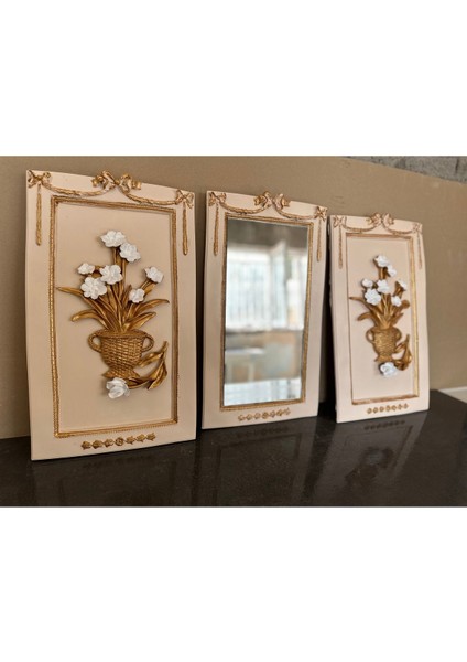 Dekoratif 3 Lü Duvar Tablosu Büyük( 50X33CM ) El Yapımı Dekoratif Seramik Duvar Tablosu fırsatları