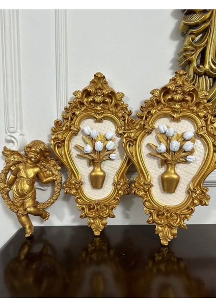 Melek Biblo Dekoratif Duvar Tablosu Melek ve Çiçekli Dekor