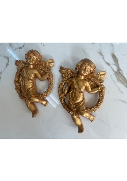 Melek Biblo 2 Li , Duvar Melek Dekor 25 cm