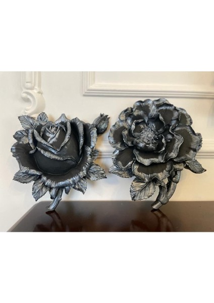 Modern Tasarım Duvar Gülü ve Şakayık 2 Li Set