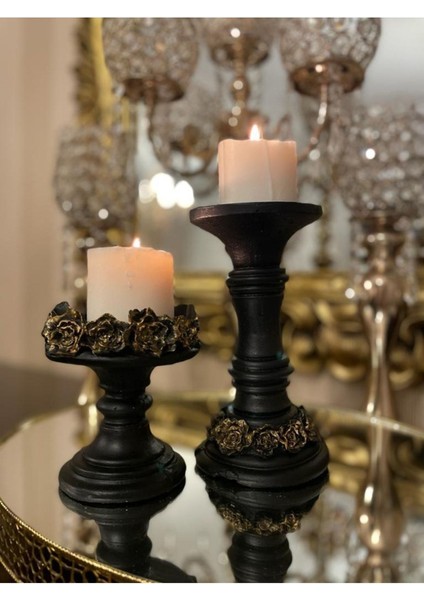 Dekoratif 2 Li Şamdan Mumluk Takımı