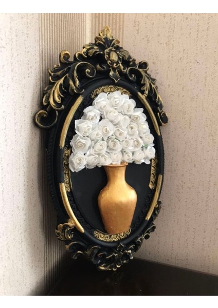 Siyah Çiçekli Masa Süsü , Duvar Dekoratif Tablo