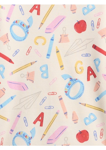 Bebek Kırık Beyaz Grafik Baskılı Pijama Seti