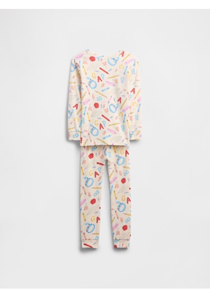 Bebek Kırık Beyaz Grafik Baskılı Pijama Seti