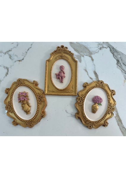 Bebekli ve Çiçekli Duvar Tablosu , Çocuk Odası Duvar Seti 22CM fırsatları