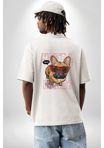 Need A Hand Baskılı Komik ve Şirin Tasarım Beyaz Oversize Kadın Erkek Ön ve Sırt Baskılı Tişört fiyatları