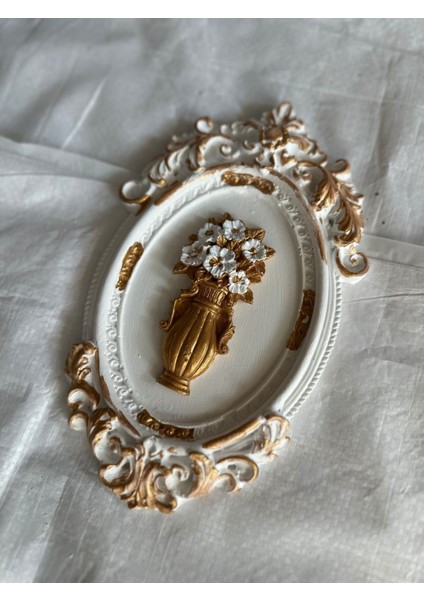 Beyaz Çiçekli El Yapımı Tablo 2li Set 22CM fırsatları