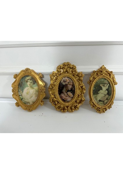 Vintage Tarzı El Yapımı Dekoratif Duvar Tablosu 22CM 3lü Set , Dekopaj Tablo modelleri