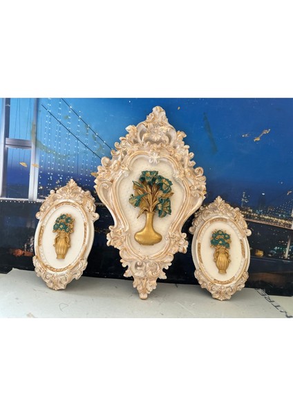 Çiçekli Dekoratif Tablo 3lü Set