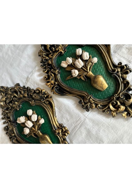 Çiçekli Çerçeveli Tablo 2li Set 42CM modelleri