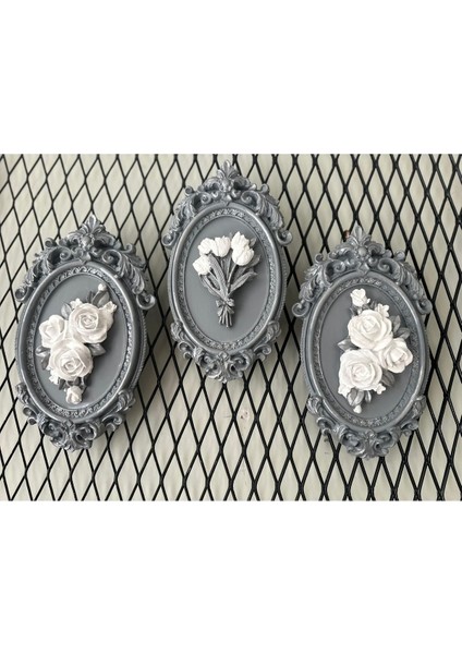 Gri Duvar Masa Tablosu 3 Lü Set