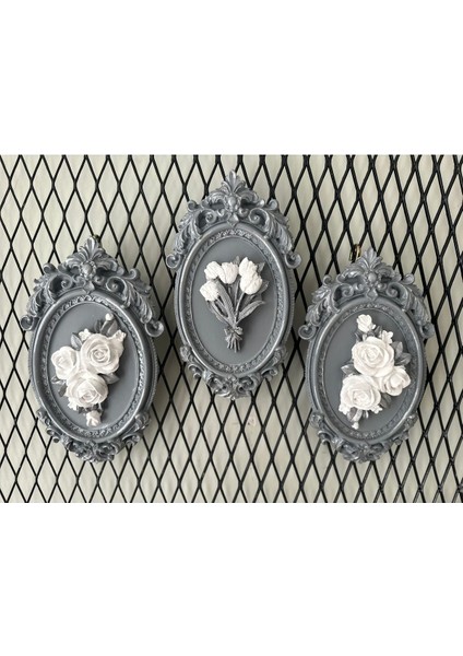 Gri Duvar Masa Tablosu 3 Lü Set modelleri