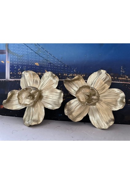 Orkide Duvar Çiçek Dekoratif Duvar Süs 2li Set 21X21CM