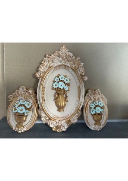 Çiçekli Dekoratif Duvar Tablosu 3lü