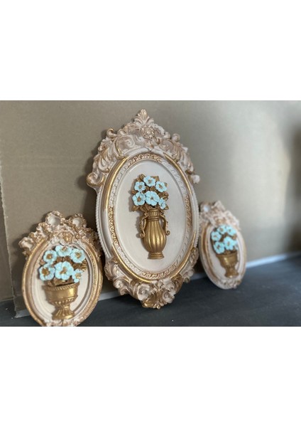 Çiçekli Dekoratif Duvar Tablosu 3lü modelleri