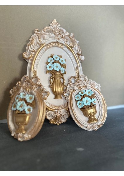 Çiçekli Dekoratif Duvar Tablosu 3lü indirimleri