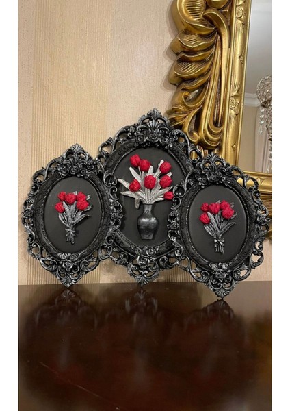 Çiçekli Duvar Tablosu Duvar Dekoru 33 cm