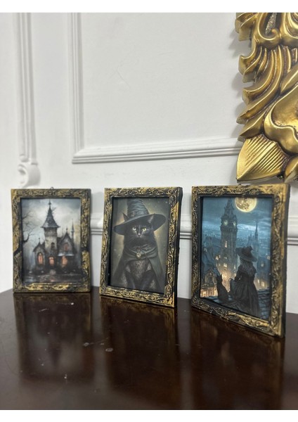 Vintage Tarzı El Yapımı 3lü Dekopaj Tablo 20CM , Kedi Şato Tablo fiyatları