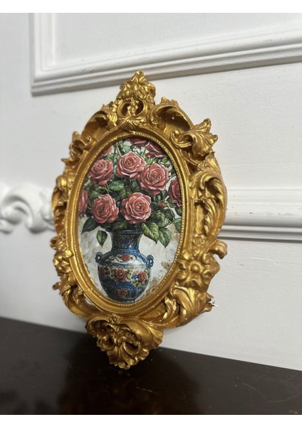 Çiçekli Duvar Tablo Dekor Dekopaj Özel Tasarım 26CM