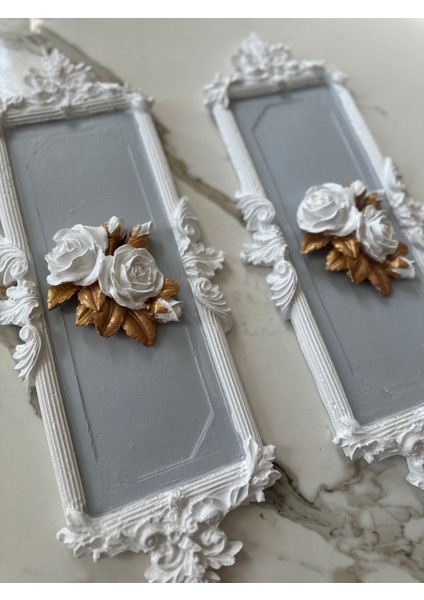 Beyaz Gri 2 Li Gül Detaylı Tablo fiyatları