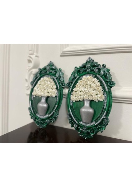 Çerçeve Takımı 2 Li , Çiçekli Dekoratif Duvar Süsü