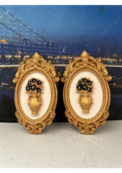 Siyah Çiçekli Tablo 2li 22CM fiyatları