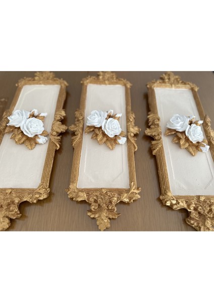 Dekoratif El Yapımı Gül Detaylı 3 Lü Tablo , Gül Tablo modelleri